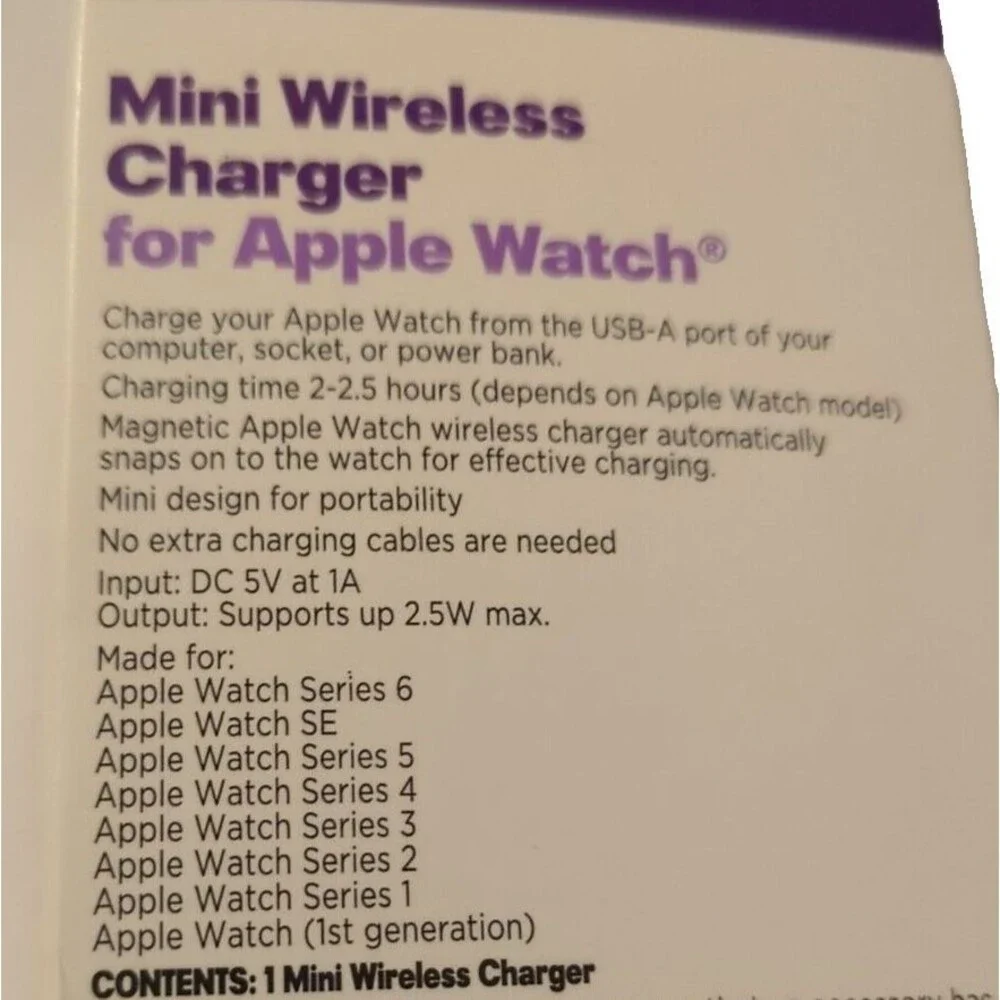 NEW Infinitive Mini Wireless Charger for Apple Watch 1/2/3/4/5/6/SE White - NIP